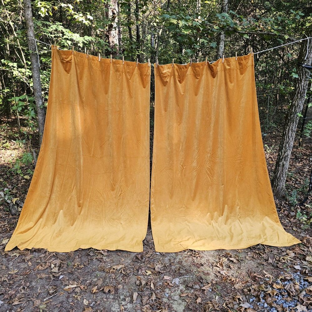 Gold Velvet Blackout Curtain Panels – 2 Panels – 52" x 84"